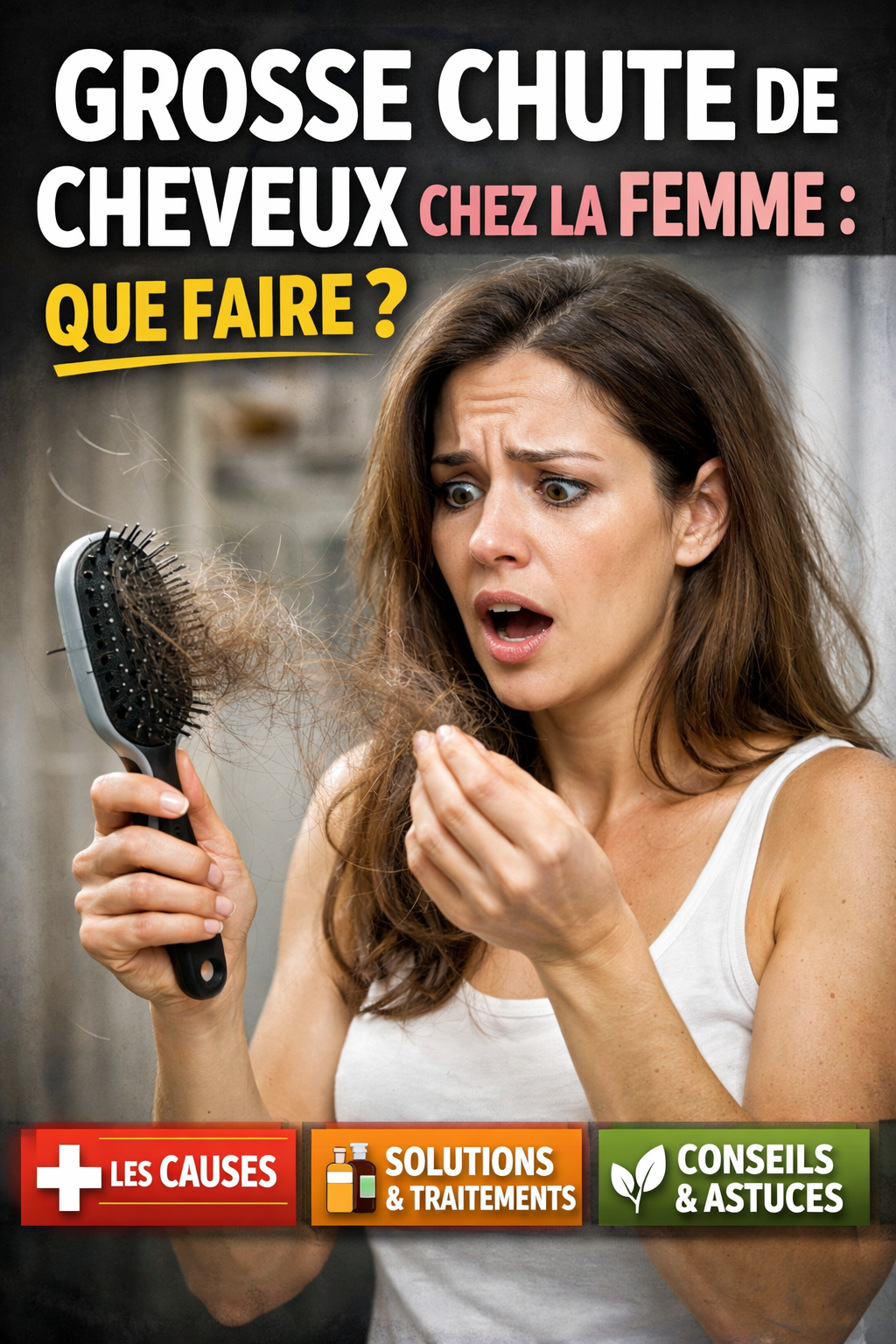 Grosse chute de cheveux chez la femme : Solutions
