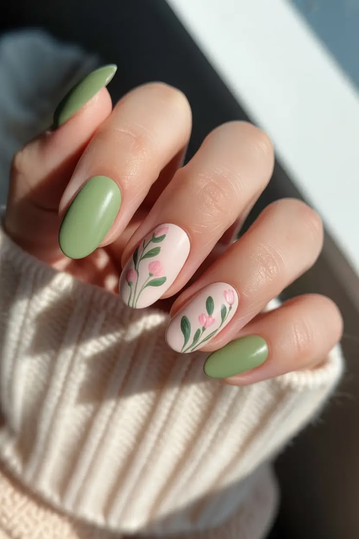 ongles vert sauge printemps 2026