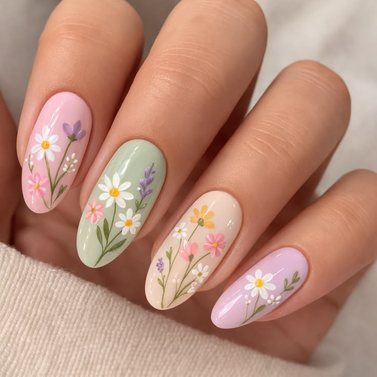Motifs floraux détaillés ongles 2026