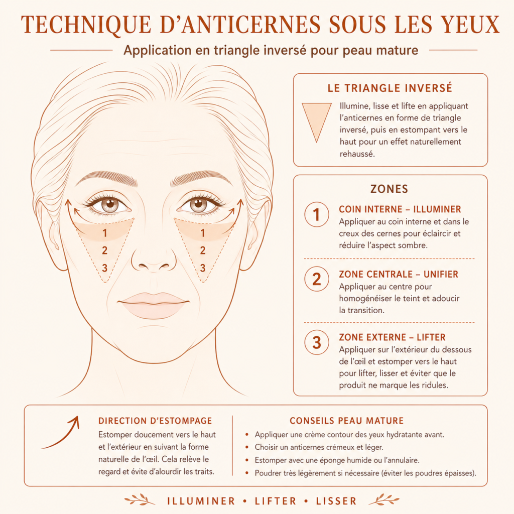 Technique d'anticernes pour peau mature