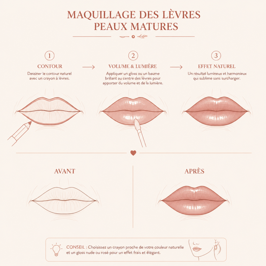 Tutoriel maquillage des lèvres pour peaux matures