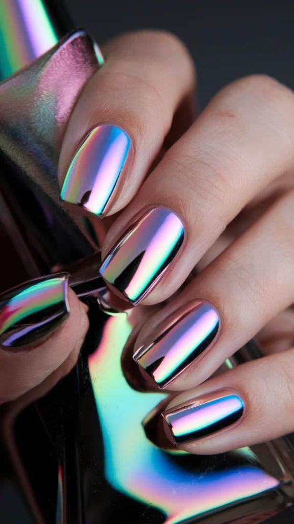 nail art chrome argenté 2026