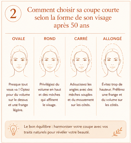 Guide pour choisir sa coupe courte selon la forme de son visage après 50 ans