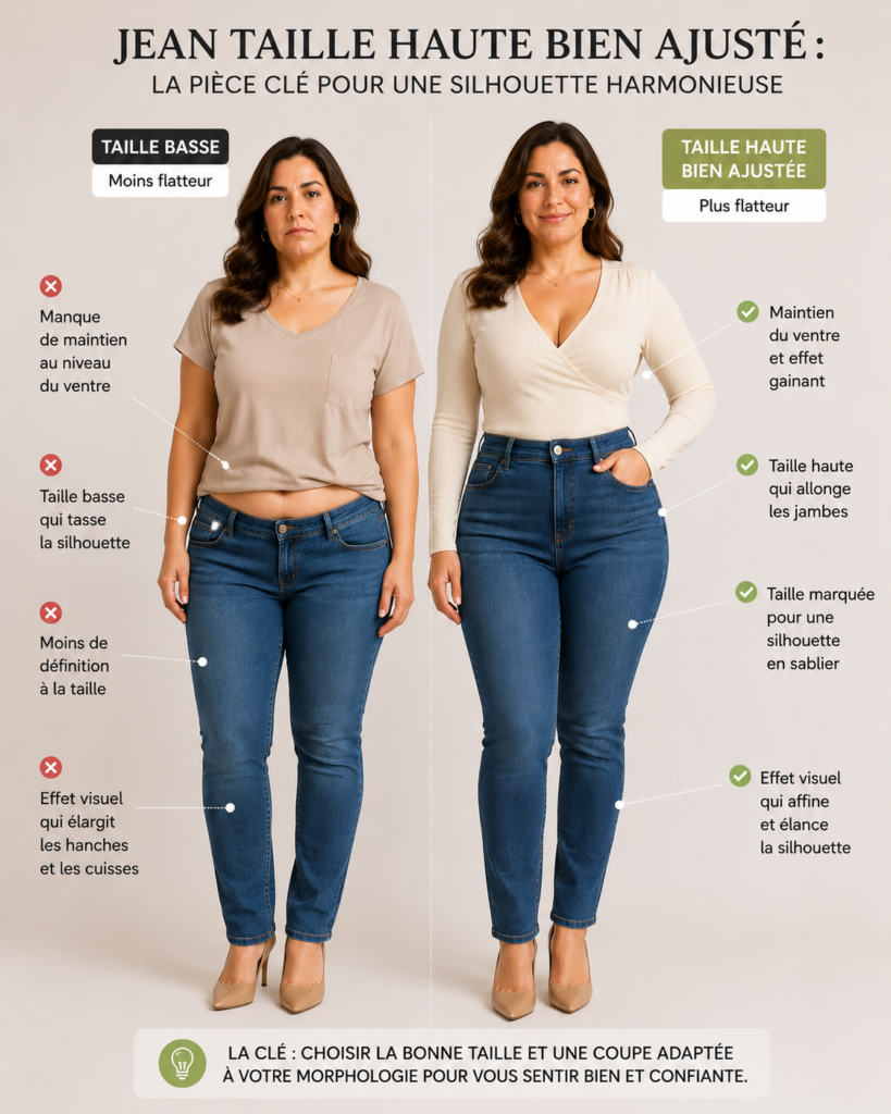 Jean taille haute bien ajusté