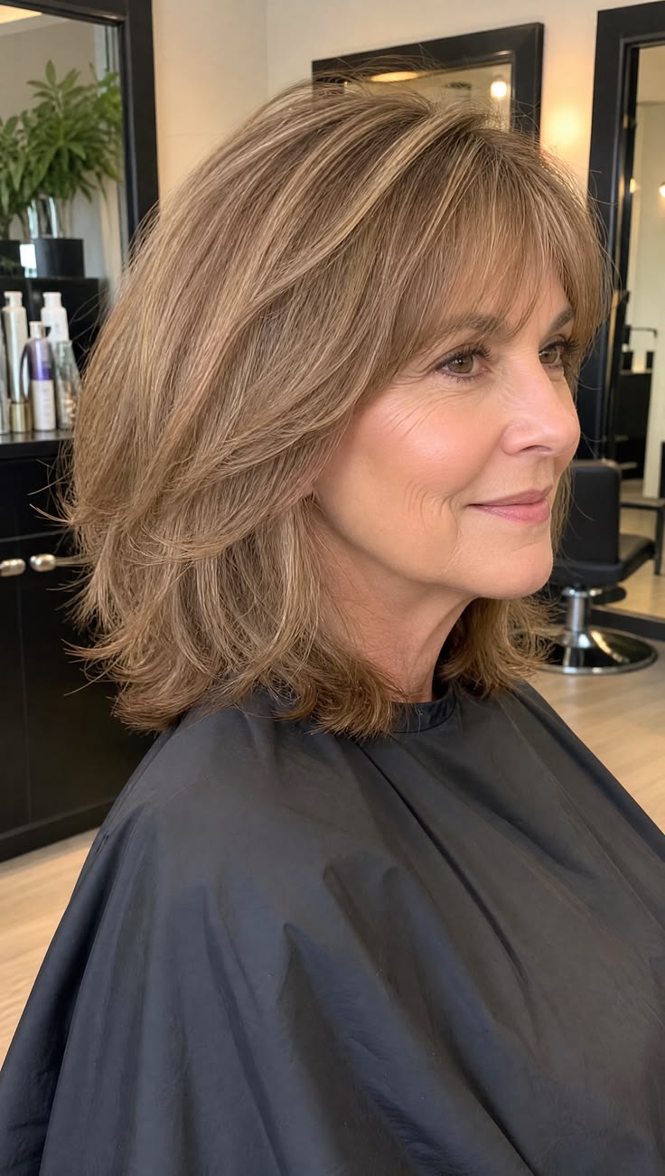Cheveux fins avec reflets naturels caramel clair