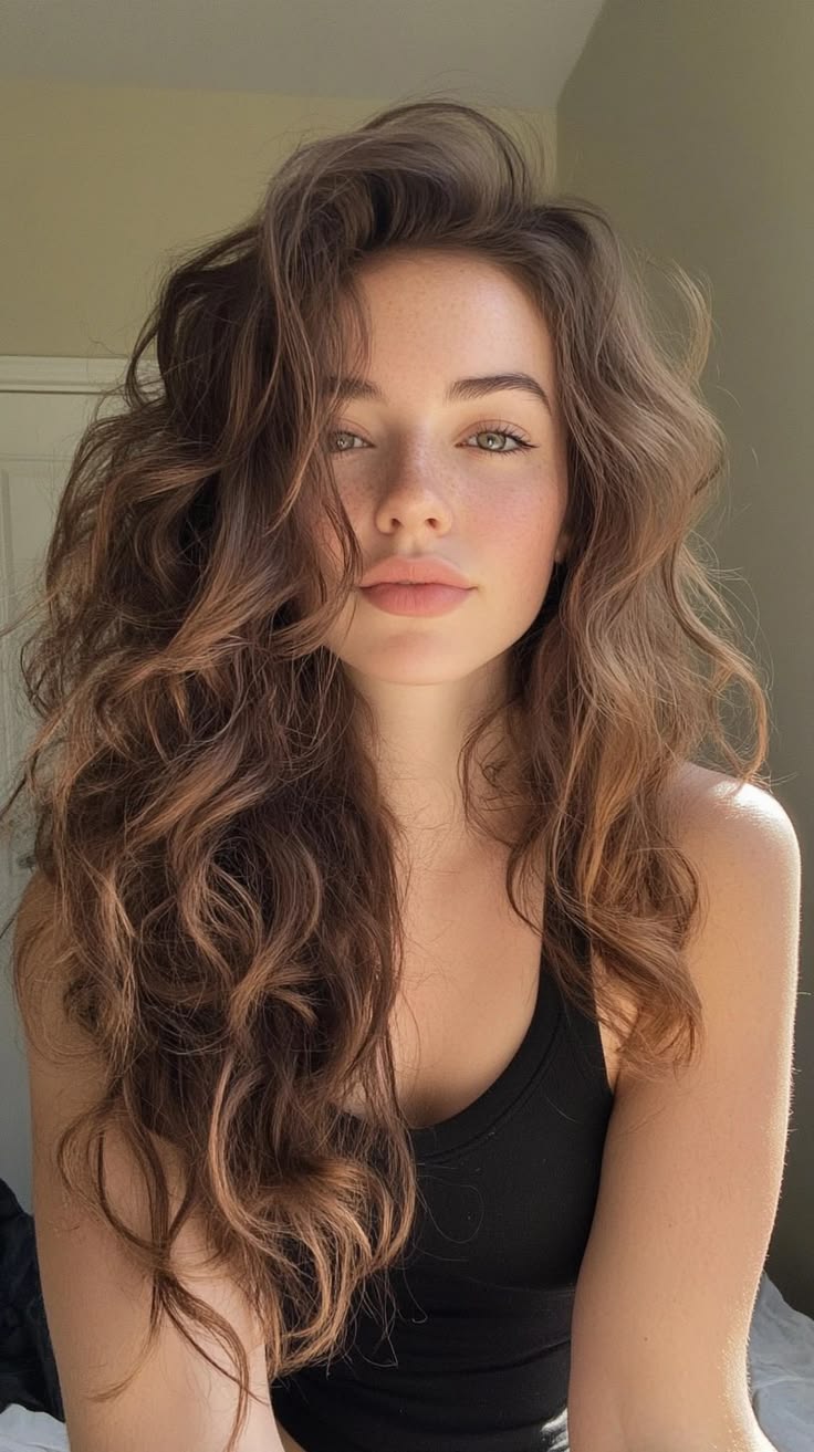 Coiffure naturelle lâchée avec ondulations douces en extérieur
