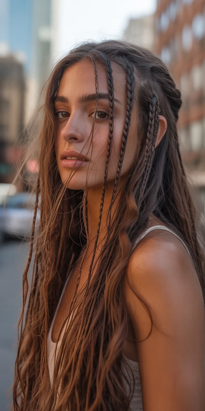 Tresses en épis doubles pour un style estival décontracté